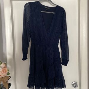 Beautiful navy dress with white dots. BANANA REPUBLIC 100% polyester